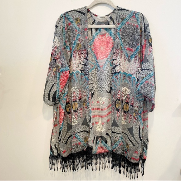 Persaya Bohemian Sheer Kimono Beach Coverup - Picture 3 of 14